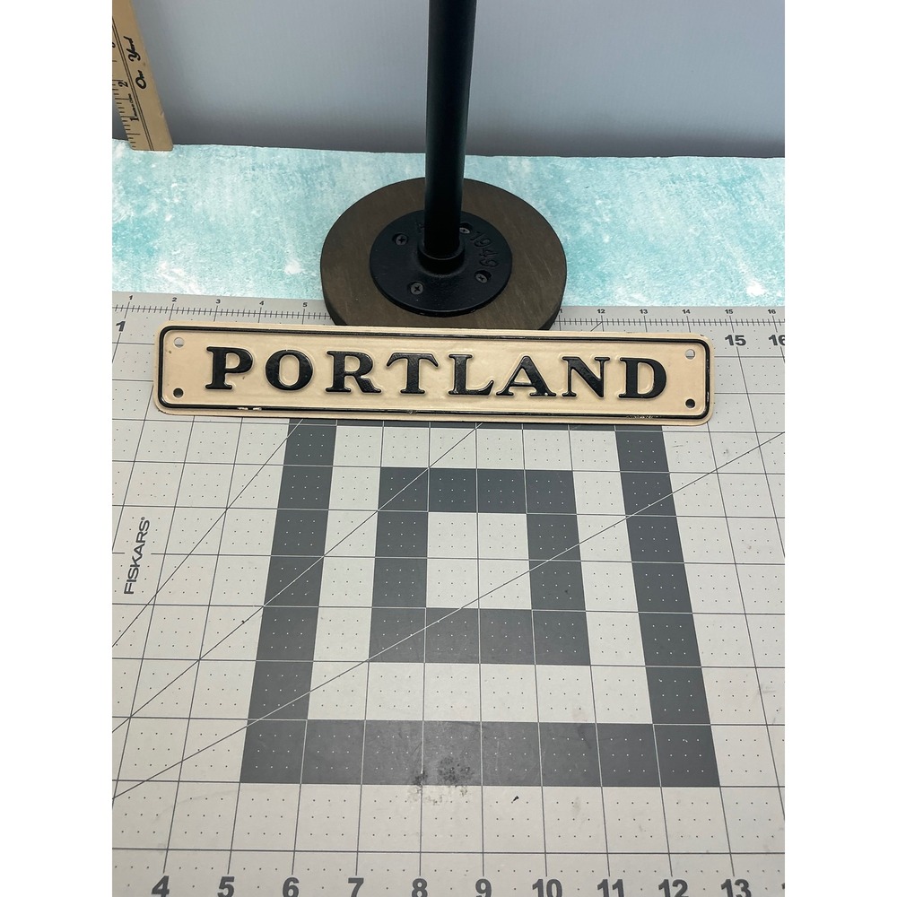 Portland Oregon Metal Embossed Street Sign Cream Black Vintage Style 12 Inch